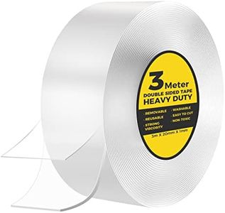 3 m Ruban Adhésif Double Face Puissant Extra Fort Transparent, (20mm x 3m) Double Sided Nano Tape Fin Pastille Double Face Photo Tapis, Sans Percer, Sans Traces, Amovible, Multifonctionnel