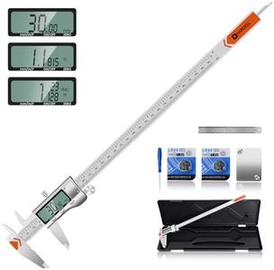 HARDELL 12" Digital Caliper, All-Metal Electronic Micrometer with Large LCD, Inch/Metric/Fraction Conversion, Precision Measuring Tool for Household & DIY (2 Batteries Included)
