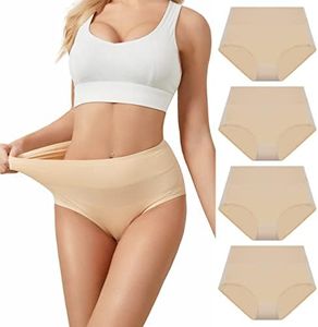 SERISIMPLE Viscose Bamboo Women Luxury Underwear Silky Comfy Ultra Soft Briefs Breathable Stretch High&Mid Waist Panties 4 pack (XXL, High-Skin)