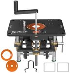 SpeTool Router Table Lift for 65mm-107mm Motors, CNC Aluminium Plate 235x298mm, 0.025mm Micrometer Precision Adjustment, Above-Table Bit Change System