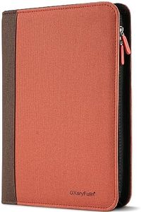 GXaryFulin Padfolio Organizer, PU Leather Planner, 4 O-Rings Zipper Binder (Red Brown)