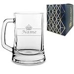 Personalised Engraved Novelty Beer Mug with Name with Crown Design, Gift Boxed, Perfect for Any Occasion