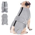 SlowTon Dog Surgery Recovery Suit Female Male - Dog Cat Surgical Recovery Zipper Shirt Neuter Prevent Licking, Pet Recovery Cone E-Collar Abdominal Wounds Bandages Alternative(Grey,S)