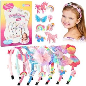 Headband Making Kit for Girls Age 3+, Creative Craft Kits for Kids, DIY Hair Accessories & Hairbands - Girls Birthday Presents for Age 3 4 5 6 7 8 Year Old Girls Gifts Toys Set (Unicorn)