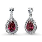 BERRICLE Sterling Silver Halo Pear Cut Cubic Zirconia CZ Anniversary Dangle Drop Earrings for Women, Rhodium Plated, Sterling Silver Cubic Zirconia, Cubic Zirconia