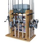 Rush Creek Creations 38-2002 14 Fishing Rod Rack with Four Drawer Storage and Dual Clips