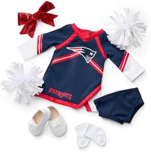 American Girl New England Patriots Cheer Uniform 18 inch Doll Clothes with Pom Poms, Navy and Red, 5 pcs, Ages 6+