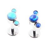 Body CAC 2PCS-16G Internally Threaded F136 Implant Grade Titanium Opal Labret,Small Tragus Stud Monroe Lip Cartilage Rings Helix Piercing Jewellery Earring Blue/Tiffany