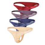 Men's Pants Thongs Underwear Trunk Satin Stretch Soft Briefs G-String 4 Pcs/pack (S, UK0806 G-string)