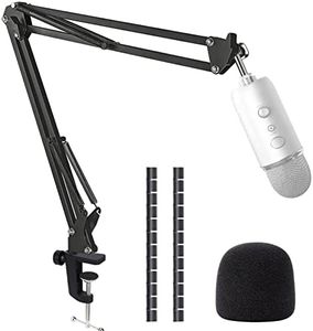 Blue Yeti Boom Arm Mic Stand with Pop Filter, Compatible with Blue Yeti, Blue Yeti Pro USB Microphone with Cable Sleeve by SUNMON