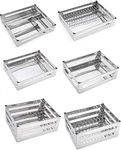 Jebel High Grade Stainless Steel Kitchen Baskets with Perforated Sheet Set of 6 | Premier Series Kitchen Organizer | Modular Kitchen Cabinet (17x20 Inch)