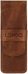 Otto Angelino Genuine Leather Pen Case with Sleeve Cover, Pencil Pouch Stationery Bag (Brown)