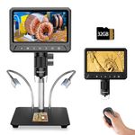 BEBANG Microscopes 7'' LCD Digital, 1200X Magnification, 12MP, LED Illumination, Adjustable Stand, Compatible with MacOS Windows, 32GB SD Card