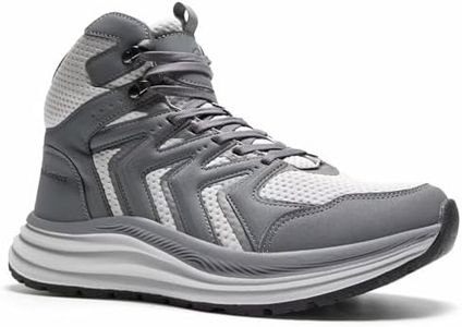 Men's Orthopedic Hiking Boots: Adjustable Fit Arch Support Orthotic Ergonomic Plantar Fasciitis Foot Pain Relief Ankle Boots, Flat Feet Cushion Sole Outdoor Leisure Standing Trail Sneakers Grey Size 8