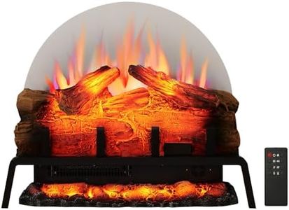 PuraFlame 24" Free Standing Electric Fireplace Log Set Insert, 750W/1500W Heater, 6 Flame Colors with 5 Brightness, Crackling Sound, Remote Control