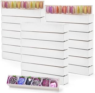 Dicunoy 25 Pack Macaron Boxes, 12 inch Empty Strawberry Boxes with Clear Window, Long Chocolate Treat Gift Box for Bakery, Cookie, Truffles Cake, Desserts, Mini Cupcakes, Muffins Packaging