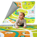 bblüv – Mülti - Reversible Baby Play Mat - Foldable Baby Floor Playmat with Water-resistant Foam, 55"x39", Infant Crawling & Kids Play Mat Foam