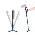 Extendable Camera Monopod, Moman MA65 Portable Camera Aluminum Monopod, Travel Monopod with Tripod Stand Base for Canon Nikon DSLR Camera, Max Load 22 Lbs, Camera-Monopod-Extendable-Portable-Aluminum