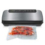 Automatic Vacuum Sealer Machine System - Home Kitchen Simple and Compact Sealing System, Fresh Saver Meal, Storage for Dry/Moist Product, Includes Plastic Roll Bag Starter Kit NutriChef