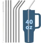 ALINK 6 Pack Stainless Steel Straw Replacement 40 oz for Stanley Adventure Travel Tumbler, Reusable Straws with Cleaning Brush with 40oz Stanley Cup Tumbler