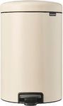 Brabantia - NewIcon Pedal Bin 20L - Medium Waste Bin for Kitchen or Bedroom - Soft Closing Lid - Light Pedal Operation - with Removable Inner Bucket - Non-Slip Base - Soft Beige - 29 x 38 x 47 cm