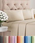 Full Size 4 Piece Sheet Set - Comfy Breathable & Cooling Sheets - Hotel Luxury Bed Sheets for Women & Men - Deep Pockets, Easy-Fit, Extra Soft & Wrinkle Free Sheets - Wheat Oeko-Tex Bed Sheet Set