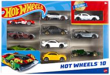 Hot Wheels Toy Cars & Trucks in 1:64 Scale (Assorted Styles, One Random Set), Set of 10, Multipack of Die-Cast Race or Police Cars, Hot Rods, Firetrucks or Vans (Styles May Vary), 54886