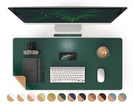 RENMTURE Dual-Sided Desk Pad,Natural Cork & PU Leather Large Mouse mats for Office and Home Work,Desk Protector Non-Slip (36"x17",Dark Green+Cork)