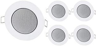 Pack of 5 Recessed Full Metal Mini Ceiling Speakers, Halogen Design, White