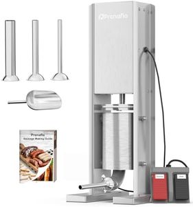 Prenafla Electric Sausage Stuffer, 8LBS/4L Dual Foot Pedal Sausage Maker, Heavy-Duty Stainless Steel Vertical Meat Stuffer, with 3 Stuffing Tubes & Sausage Recipe for Home Kitchen, Commercial Use