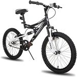 JOYSTAR Contender 20 Inch Full Dual-Suspension Mountain Bike for Kids Featuring Children Bicycles Steel Frame and 1-Speed Drivetrain with 20-Inch Wheels Kickstand Included Black