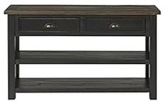 Martin Svensson Home Solid Wood Sofa Console Table, Black with Brown Top