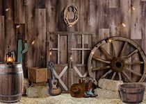 Alltten 7x5ft Western Cowboy Backdrop Cowboy Party Photography Backdrop Wild West Vintage Wooden House Barn Door Party Decorations Western Theme Background Banner Props F69