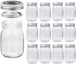 12 Pack Mason Jars 12 oz with Regular Mouth, Canning Glass Jars with Lids for Jam, Jelly, Honey, Beans, Spice, Wedding Favors, Shower Favors, Party Favors