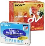 Sony 5 Pack 60 Min DVM Premium with Free Head Cleaner