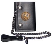 Custom Masonic Square and Compass Black Trifold Chain Wallet. MADE IN USA