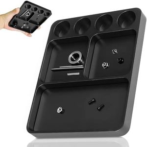 Magnet Tool Tray Aluminum Alloy Screw Tray with Tool Holder RC Parts Fixing for 1/10 RC Cars, Drones, Phone, Computer, Eyeglass, Electronic Multi-Compartment Anti-Loss Organizer Storage Box(Black)