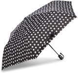 Samsonite Compact Auto Open/Close Umbrella, Black/White Swirl Dot, ONESIZE, Compact