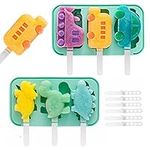 Popsicle Molds for Kids,Silicone Ice Cream Mold,Set of 14 Cakesicle Silicone Ice Cream Mould with Lid,Homemade Ice Cream Box Dinosaur and Vehicle Mold with 12 Sticks