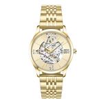 Kenneth Cole New York Women's Automatic Wristwatch | Stainless Steel Bracelet |Skeleton Dial | Self-Winding Ladies Waterproof Watch | Roman Numerals, Gold, Modern