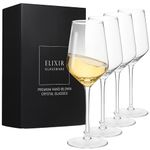 ELIXIR GLASSWARE Crystal Wine Glasses – Hand Blown Red & White Wine Glasses – Set of 4 Long Stem Wine Glasses, Premium Crystal – Wedding, Anniversary, Christmas – 13 oz, Clear