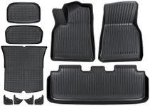 Fruka Floor and Trunk Mats for Tesla Model Y 5-Seat 2020-2024 Custom Fit All Weather TPE Automotive Cargo Liner Floor Mats and Cargo Trunk Mats Accessories (Only Fit 5-Seat)