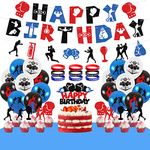 Boxing Match Birthday Party Decorations - Boxing Happy Birthday Banner Cake Topper Balloons Tablecover Bracelet for Wrestling Party Supplies Boxer Boxing Match Fight Sports Party Supplies