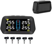 RGTTOTG Newest Smart TPMS 0.01Bar Accuracy Tyre Pressure Monitoring System Solar Charging 7-Alarm Modes Auto Sleep/Work Tire Position Exchange 5-Built in Sensors (0-116PSI)