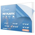 5 Pack PET Sheet Panels - 12" x 16" x 0.04" Clear Acrylic Sheet-Quality Shatterproof, Lightweight, and Affordable Glass Alternative Perfect for Poster Frames, Counter Barriers, and Pet Barriers.