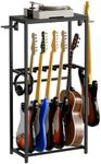 MAHANCRIS Guitar Stand for Acoustic Holder, Electric Guitar, Bass, Ukulele, Multiple Guitar Rack Holder, Floor Adjustable for Guitars, Guitar Amp Accessories, for Home Music Studio, Black GSHB6501