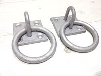 BURNTEC Chain Ring on Plate 50mm x 50mm Pack of 2 (Galvanised) Dog Animal Tether Horse HAY NET TACK TIE UP Stable Ring Hook