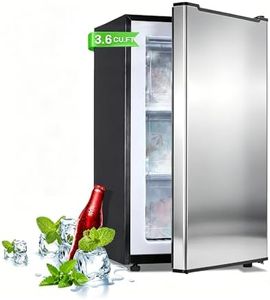 Mini Upright freezer 3.6 Cubic Feet Mini Freezer, Single Door Compact Freezer with Reversible Stainless Steel Door, 3-Speed Temperature Adjustment Small freezer for Home, Glossy Silver