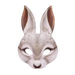 TMCO Halloween Easter Carnival Party Masquerade Half Face Rabbit Animal Mask (White)