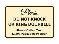 Signs ByLITA Classic Framed Please Do Not Knock Or Ring Doorbell Wall or Door Sign - Easy Installation | Mail Delivery Instruction | Do Not Disturb (Ivory/Dark Brown) - Large 1 Pack